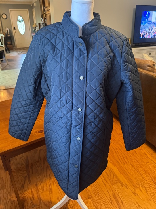 J. Jill Jackets & Blazers - J Jill New Quilted Navy Women's Button-Front Coat medium msrp 149.00